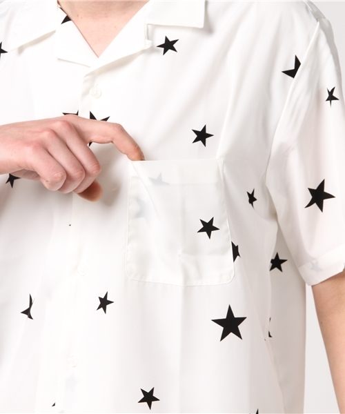 JACKROSE(ジャックローズ)の「オープンカラースタープリントシャツ(シャツ/ブラウス・メンズ・ブラック/ホワイト・L/M)」の7枚目の写真