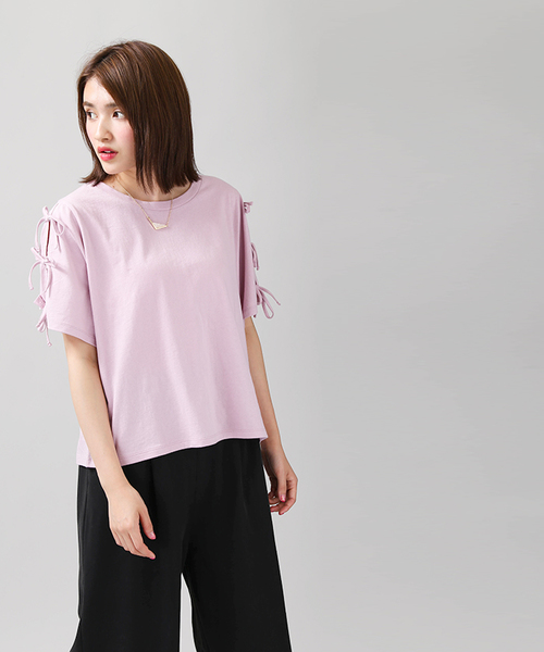 WEGO（ウィゴー）の「WEGO/リボンスリーブカットソー（Tシャツ/カットソー・レディース・サックスブルー/ブラック/ライトパープル/ホワイト/レッド/ワイン・LARGE/MEDIUM）」の18枚目の写真