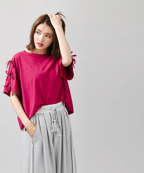 WEGO（ウィゴー）の「WEGO/リボンスリーブカットソー（Tシャツ/カットソー・レディース・サックスブルー/ブラック/ライトパープル/ホワイト/レッド/ワイン・LARGE/MEDIUM）」の19枚目の写真