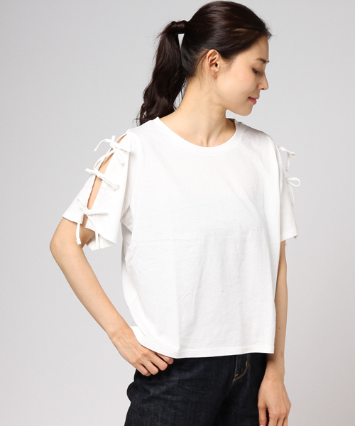 WEGO（ウィゴー）の「WEGO/リボンスリーブカットソー（Tシャツ/カットソー・レディース・サックスブルー/ブラック/ライトパープル/ホワイト/レッド/ワイン・LARGE/MEDIUM）」の16枚目の写真