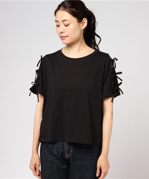 WEGO（ウィゴー）の「WEGO/リボンスリーブカットソー（Tシャツ/カットソー・レディース・サックスブルー/ブラック/ライトパープル/ホワイト/レッド/ワイン・LARGE/MEDIUM）」の21枚目の写真