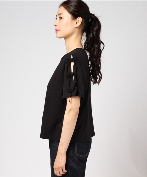 WEGO（ウィゴー）の「WEGO/リボンスリーブカットソー（Tシャツ/カットソー・レディース・サックスブルー/ブラック/ライトパープル/ホワイト/レッド/ワイン・LARGE/MEDIUM）」の22枚目の写真