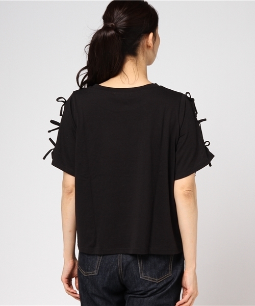 WEGO（ウィゴー）の「WEGO/リボンスリーブカットソー（Tシャツ/カットソー・レディース・サックスブルー/ブラック/ライトパープル/ホワイト/レッド/ワイン・LARGE/MEDIUM）」の11枚目の写真