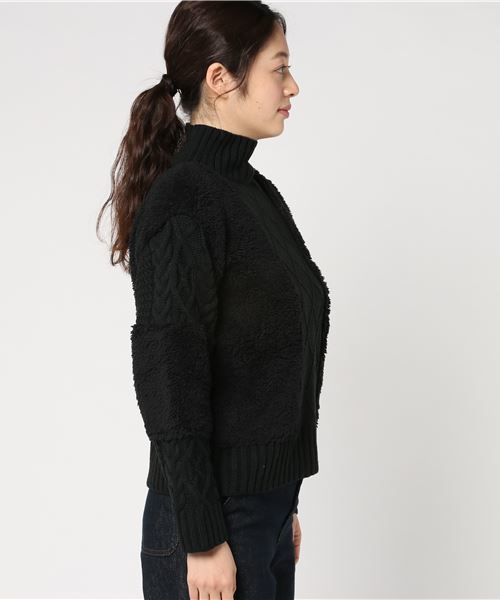 KOBE LETTUCE(コウベレタス)の「ボア切替ハイネックニットトップス(ニット/セーター・レディース・ブラック/ブラウン/グレー/アイボリー・FREE)」の8枚目の写真