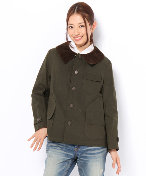 BEAMS BOY（ビームスボーイ）の「BEAMS BOY / コットンナイロン パラフィンショートコート（その他アウター・レディース・ベージュ/オリーブ・ONE SIZE）」の2枚目の写真