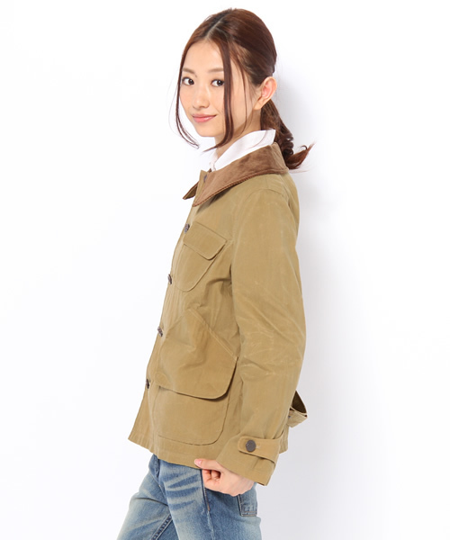 BEAMS BOY（ビームスボーイ）の「BEAMS BOY / コットンナイロン パラフィンショートコート（その他アウター・レディース・ベージュ/オリーブ・ONE SIZE）」の3枚目の写真