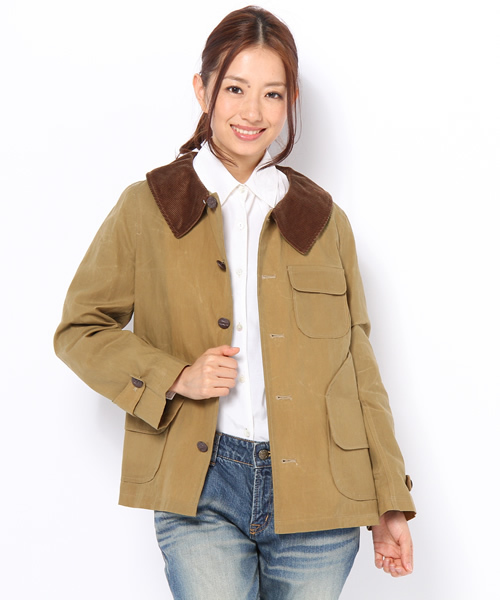 BEAMS BOY（ビームスボーイ）の「BEAMS BOY / コットンナイロン パラフィンショートコート（その他アウター・レディース・ベージュ/オリーブ・ONE SIZE）」の5枚目の写真