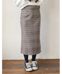 Re:EDIT | サイドスリットグレンチェックタイトロングスカート(スカート)
