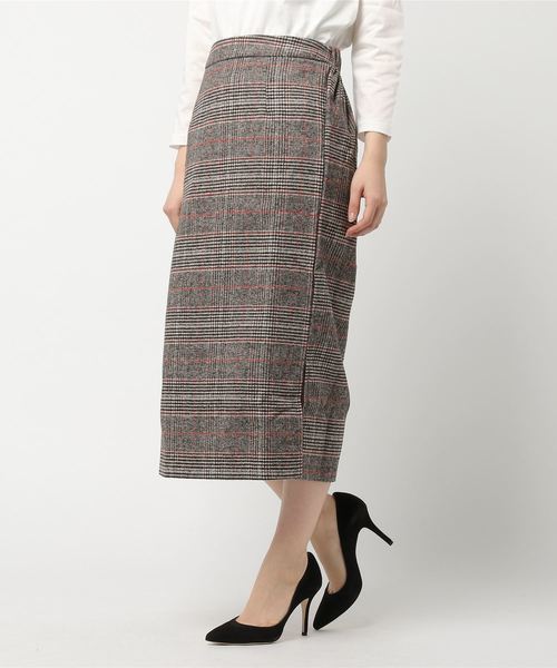 Re:EDIT（リエディ）の「サイドスリットグレンチェックタイトロングスカート（スカート・レディース・オレンジ/ブルー・LARGE/MEDIUM）」の7枚目の写真