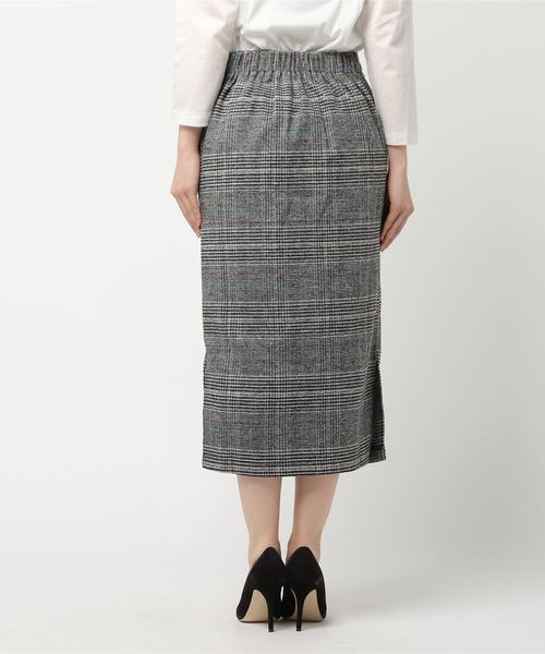 Re:EDIT（リエディ）の「サイドスリットグレンチェックタイトロングスカート（スカート・レディース・オレンジ/ブルー・LARGE/MEDIUM）」の4枚目の写真