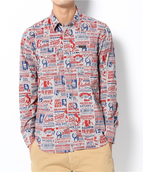 HYSTERIC GLAMOUR(ヒステリックグラマー)の「SHOW総柄長袖ウエスタンSH(シャツ/ブラウス・メンズ・ブルー系その他/グレー系その他・SMALL/MEDIUM/LARGE)」の1枚目の写真