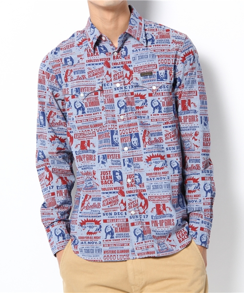 HYSTERIC GLAMOUR(ヒステリックグラマー)の「SHOW総柄長袖ウエスタンSH(シャツ/ブラウス・メンズ・ブルー系その他/グレー系その他・SMALL/MEDIUM/LARGE)」の2枚目の写真