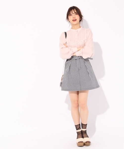 Heather（ヘザー）の「ベルトツキアソートミニスカート　786101（スカート・レディース・ネイビー/ホワイト×ブラック/ベージュ/ドット・MEDIUM/SMALL/M/S）」の11枚目の写真
