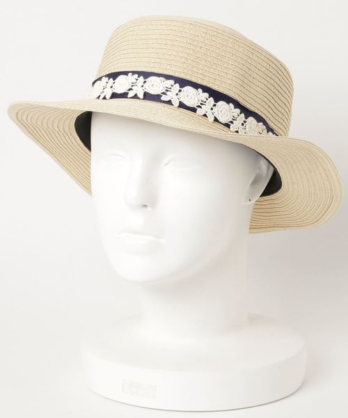 HVC（エイチブイシー）の「花レースカンカン帽（ハット・レディース・ブラウン/オフホワイト/ラベンダー・FREE）」の6枚目の写真