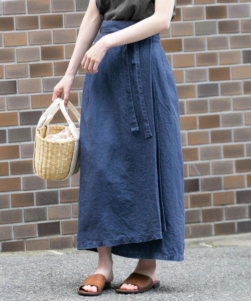 かぐれ カグレ の インディゴリネンラップスカート スカート Wear