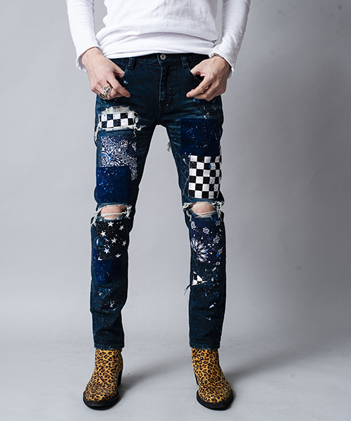 NO ID.(ノーアイディ)の「mp6312-NO ID.BLACK×OVERDESIGNストレッチデニムグランジスキニーPT パンツ(デニムパンツ・メンズ・ブラック/インディゴブルー・1/2/3)」の7枚目の写真