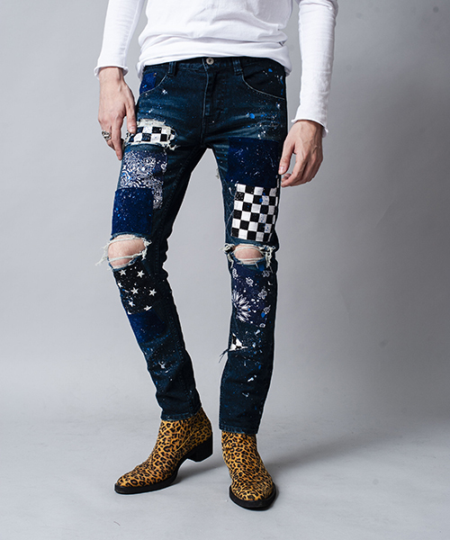 NO ID.(ノーアイディ)の「mp6312-NO ID.BLACK×OVERDESIGNストレッチデニムグランジスキニーPT パンツ(デニムパンツ・メンズ・ブラック/インディゴブルー・1/2/3)」の8枚目の写真