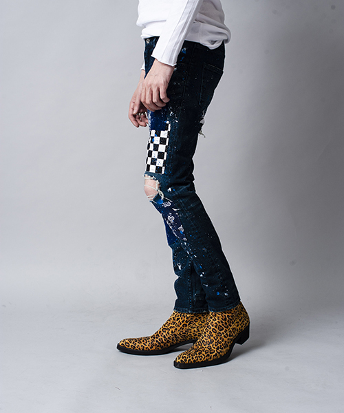 NO ID.(ノーアイディ)の「mp6312-NO ID.BLACK×OVERDESIGNストレッチデニムグランジスキニーPT パンツ(デニムパンツ・メンズ・ブラック/インディゴブルー・1/2/3)」の9枚目の写真