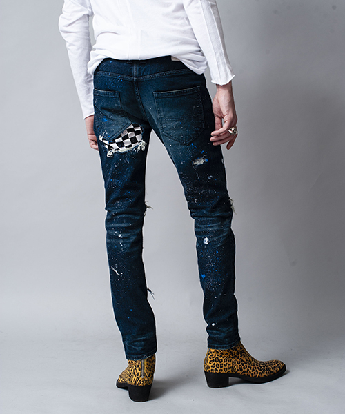 NO ID.(ノーアイディ)の「mp6312-NO ID.BLACK×OVERDESIGNストレッチデニムグランジスキニーPT パンツ(デニムパンツ・メンズ・ブラック/インディゴブルー・1/2/3)」の10枚目の写真