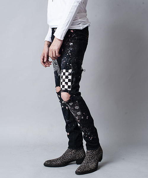 NO ID.(ノーアイディ)の「mp6312-NO ID.BLACK×OVERDESIGNストレッチデニムグランジスキニーPT パンツ(デニムパンツ・メンズ・ブラック/インディゴブルー・1/2/3)」の13枚目の写真
