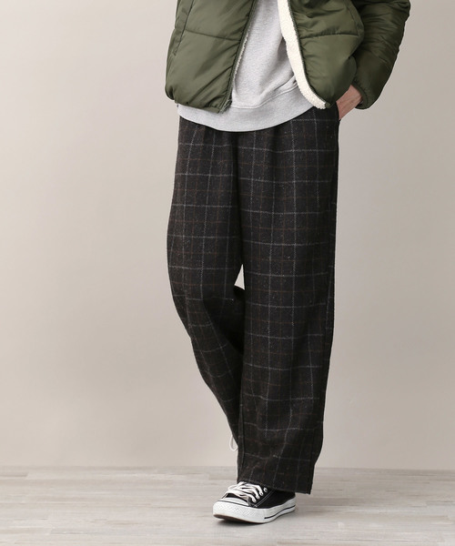MONO-MART（モノマート）の「ウールブレンドブリティッシュチェックタックワイドパンツ（その他パンツ・メンズ・ブラック/ネイビー/グレー・M/L）」の15枚目の写真