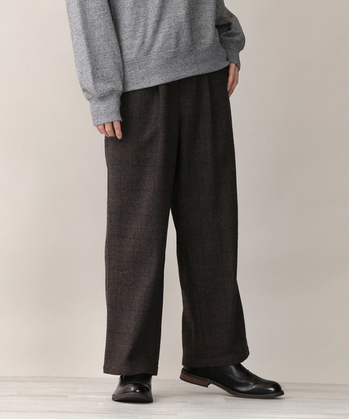 MONO-MART（モノマート）の「ウールブレンドブリティッシュチェックタックワイドパンツ（その他パンツ・メンズ・ブラック/ネイビー/グレー・M/L）」の16枚目の写真