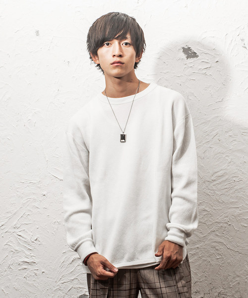 MinoriTY（マイノリティ）の「ミラノリブ サイドZIPビッグシルエットクルーネックニット ビッグニット（ニット/セーター・メンズ・ブラウン/チャコールグレー/ベージュ/ワイン/杢グレー/オフホワイト/ブラック・L/M）」の2枚目の写真