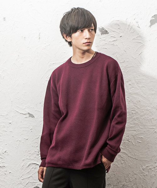 MinoriTY（マイノリティ）の「ミラノリブ サイドZIPビッグシルエットクルーネックニット ビッグニット（ニット/セーター・メンズ・ブラウン/チャコールグレー/ベージュ/ワイン/杢グレー/オフホワイト/ブラック・L/M）」の7枚目の写真