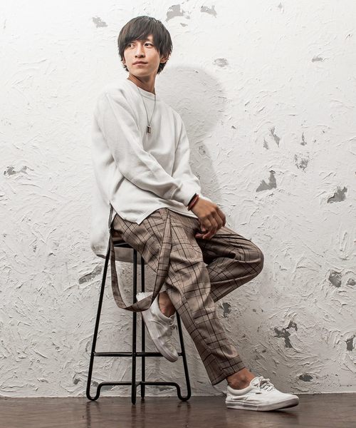 MinoriTY（マイノリティ）の「ミラノリブ サイドZIPビッグシルエットクルーネックニット ビッグニット（ニット/セーター・メンズ・ブラウン/チャコールグレー/ベージュ/ワイン/杢グレー/オフホワイト/ブラック・L/M）」の11枚目の写真