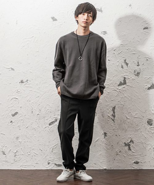 MinoriTY（マイノリティ）の「ミラノリブ サイドZIPビッグシルエットクルーネックニット ビッグニット（ニット/セーター・メンズ・ブラウン/チャコールグレー/ベージュ/ワイン/杢グレー/オフホワイト/ブラック・L/M）」の16枚目の写真