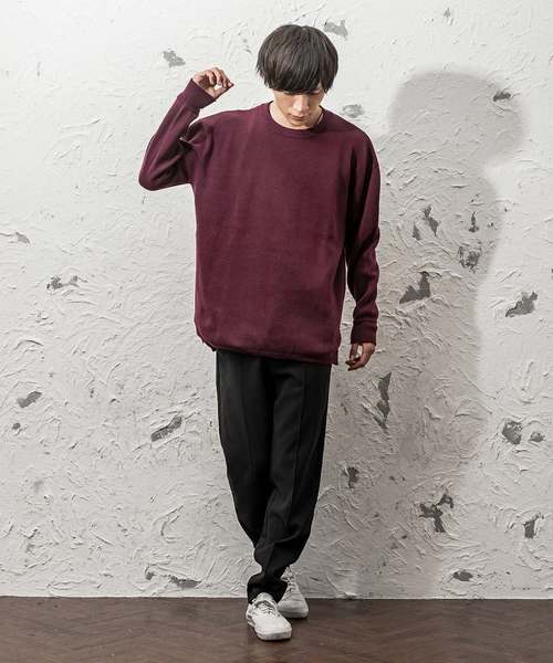 MinoriTY（マイノリティ）の「ミラノリブ サイドZIPビッグシルエットクルーネックニット ビッグニット（ニット/セーター・メンズ・ブラウン/チャコールグレー/ベージュ/ワイン/杢グレー/オフホワイト/ブラック・L/M）」の20枚目の写真