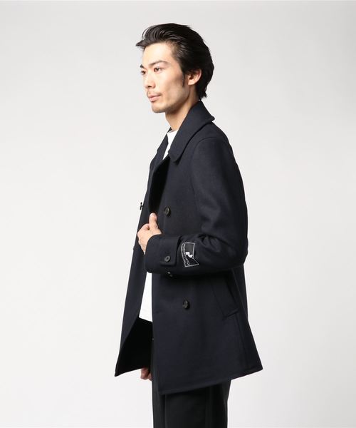 ウールナイロンメルトン ダブルブレストピーコート≪Fabric by PONTETORTO≫ ウールナイロンメルトン ダブルブレストピーコート≪Fabric by PONTETORTO≫