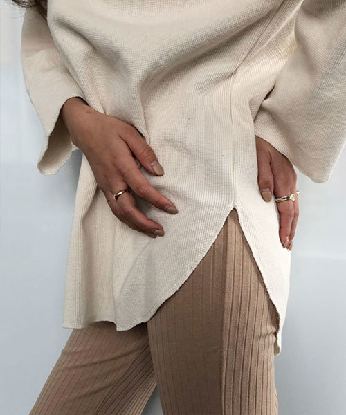 TRUNC(トランクエイティーエイト)の「Lit Waffle Tops(Tシャツ/カットソー・レディース・アイボリー/チャコールグレー/カーキ/モカ・FREE)」の11枚目の写真