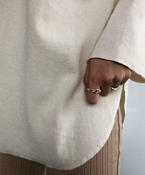 TRUNC(トランクエイティーエイト)の「Lit Waffle Tops(Tシャツ/カットソー・レディース・アイボリー/チャコールグレー/カーキ/モカ・FREE)」の13枚目の写真