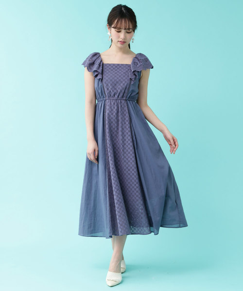 JILL by JILL STUART(ジルバイジルスチュアート)の「ミックスレースマキシワンピース(ワンピース・レディース・ネイビー/ベージュ・SMALL/MEDIUM)」の5枚目の写真