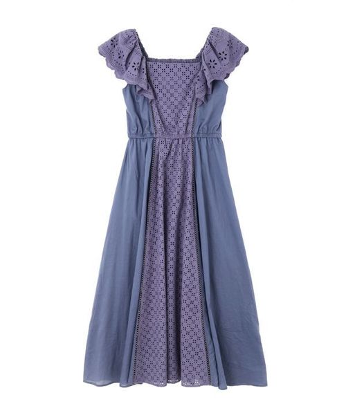 JILL by JILL STUART(ジルバイジルスチュアート)の「ミックスレースマキシワンピース(ワンピース・レディース・ネイビー/ベージュ・SMALL/MEDIUM)」の13枚目の写真