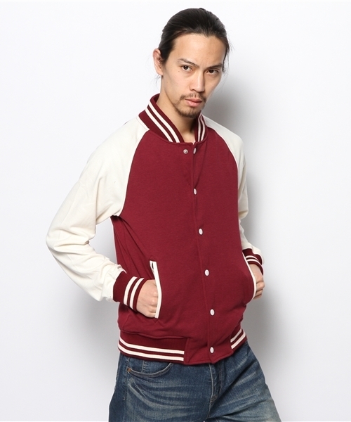 WEGO(ウィゴー)の「WEGO/スウェットスタジャン(スタジャン・メンズ・ブラック/ベージュ/ネイビー/ワイン・MEDIUM/LARGE)」の4枚目の写真