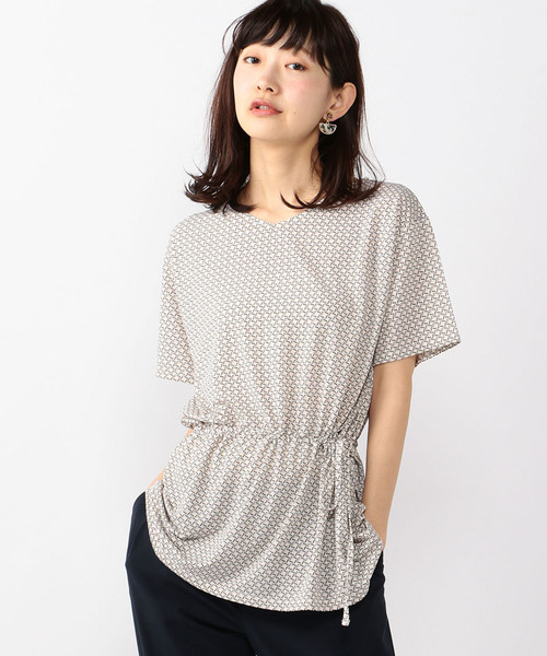 A/C DESIGN BY ALPHA CUBIC（エーシーデザインバイアルファキュービック）の「ウエストギャザーチュニック（Tシャツ/カットソー・レディース・ブラック/ベージュ/オフホワイト・M size/L size）」の6枚目の写真