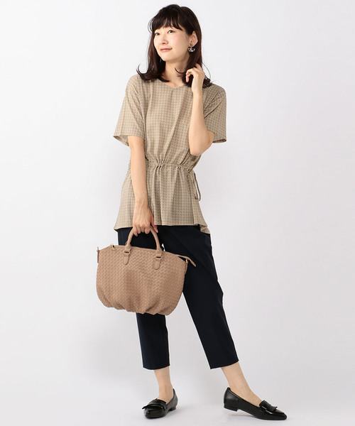 A/C DESIGN BY ALPHA CUBIC（エーシーデザインバイアルファキュービック）の「ウエストギャザーチュニック（Tシャツ/カットソー・レディース・ブラック/ベージュ/オフホワイト・M size/L size）」の13枚目の写真