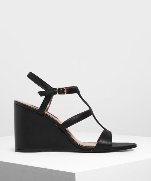 CHARLES & KEITH(チャールズ & キース)の「ストラッピーウェッジ / Strappy Wedges(サンダル・レディース・ブラック/オリーブ/アイボリー・22.5cm/23cm/23.5cm/24.5cm/25cm)」の2枚目の写真