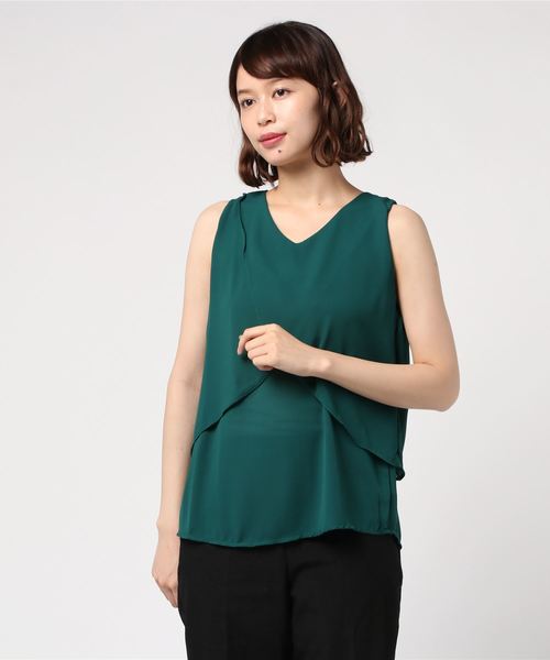 Refined Refined Clothes ミューズリファインドクローズ のファッション セール Mew S 段々ノースリーブラウス シャツ ブラウス Mew S