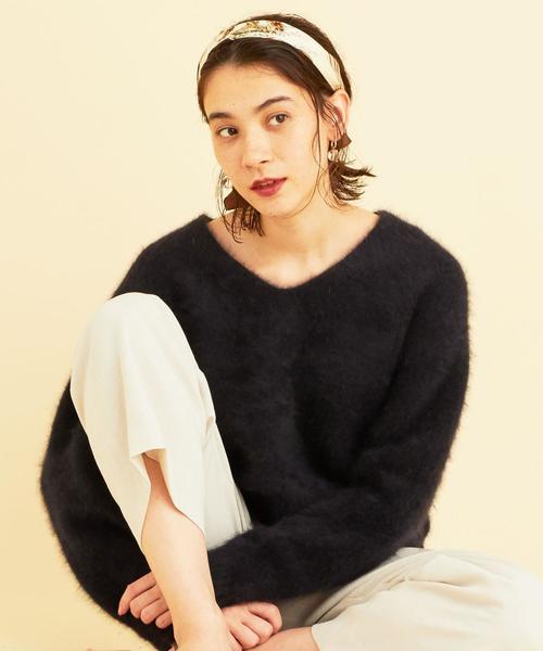 【タヌキ混】BEATY& YOUTH ヘアリーVネックニットプルオーバー BEAUTY&YOUTH UNITED ARROWS（ビューティーアンドユース