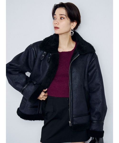 EMODA（エモダ）の「ジップバルキーフェイクムートンコート（ムートンコート・レディース・ブラック/ベージュ/ブラウン・FREE）」の20枚目の写真