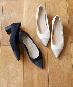 ポインテッドトゥ ラメパンプス