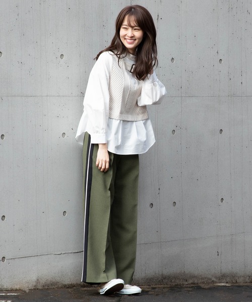 miniyu（ミニュウ）の「La SRIC/サイドラインパンツ（その他パンツ・レディース・カーキ/ピンク/モカ/ライトベージュ・MEDIUM）」の6枚目の写真