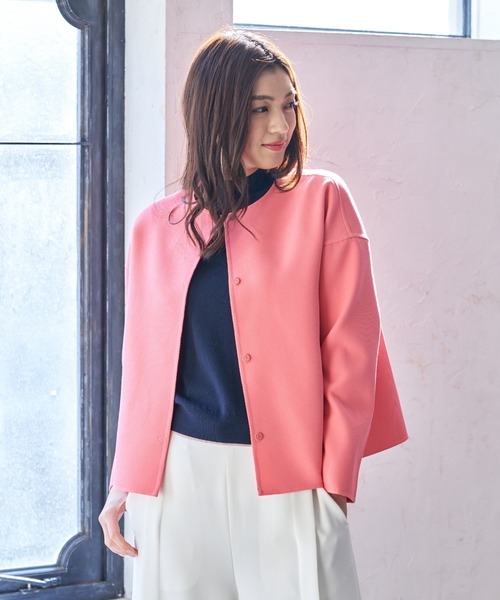 ANAYI　カルゼリバーショートコート　ピンクベージュ ANAYI（アナイ）の「カルゼリバーショートコート（その他アウター