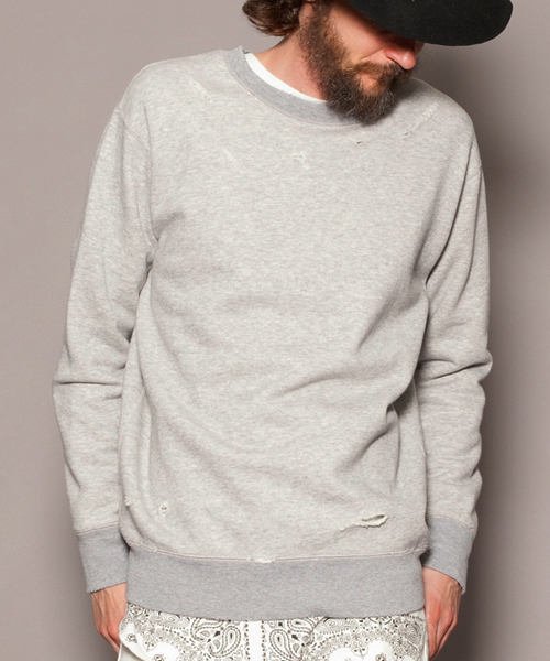 MONKEY TIME（モンキータイム）の「MT ∴ TC ウラケ ダメージ カットソー  ◆（Tシャツ/カットソー・メンズ・ブラック/ライトグレー・MEDIUM/SMALL/LARGE/X-LARGE）」の2枚目の写真