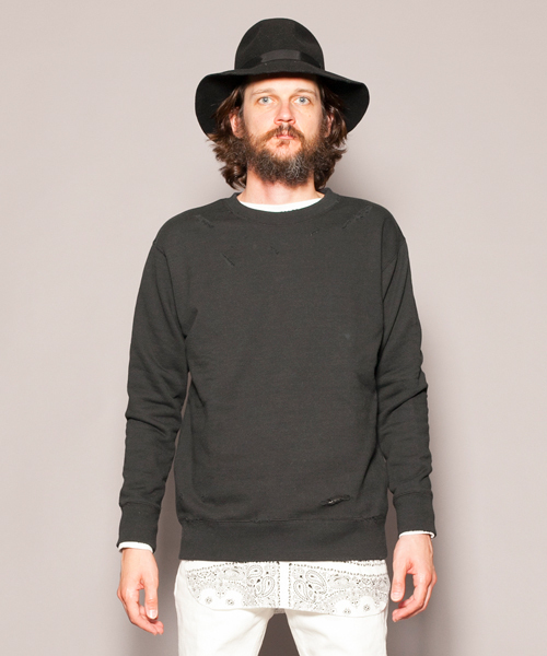 MONKEY TIME（モンキータイム）の「MT ∴ TC ウラケ ダメージ カットソー  ◆（Tシャツ/カットソー・メンズ・ブラック/ライトグレー・MEDIUM/SMALL/LARGE/X-LARGE）」の3枚目の写真