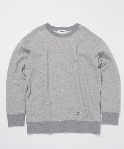 MONKEY TIME（モンキータイム）の「MT ∴ TC ウラケ ダメージ カットソー  ◆（Tシャツ/カットソー・メンズ・ブラック/ライトグレー・MEDIUM/SMALL/LARGE/X-LARGE）」の9枚目の写真