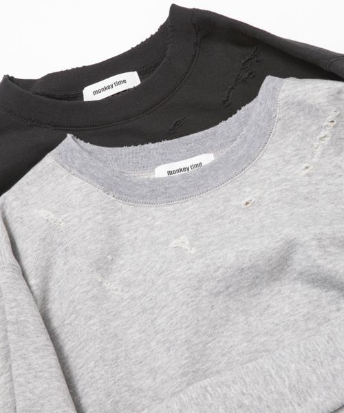 MONKEY TIME（モンキータイム）の「MT ∴ TC ウラケ ダメージ カットソー  ◆（Tシャツ/カットソー・メンズ・ブラック/ライトグレー・MEDIUM/SMALL/LARGE/X-LARGE）」の11枚目の写真